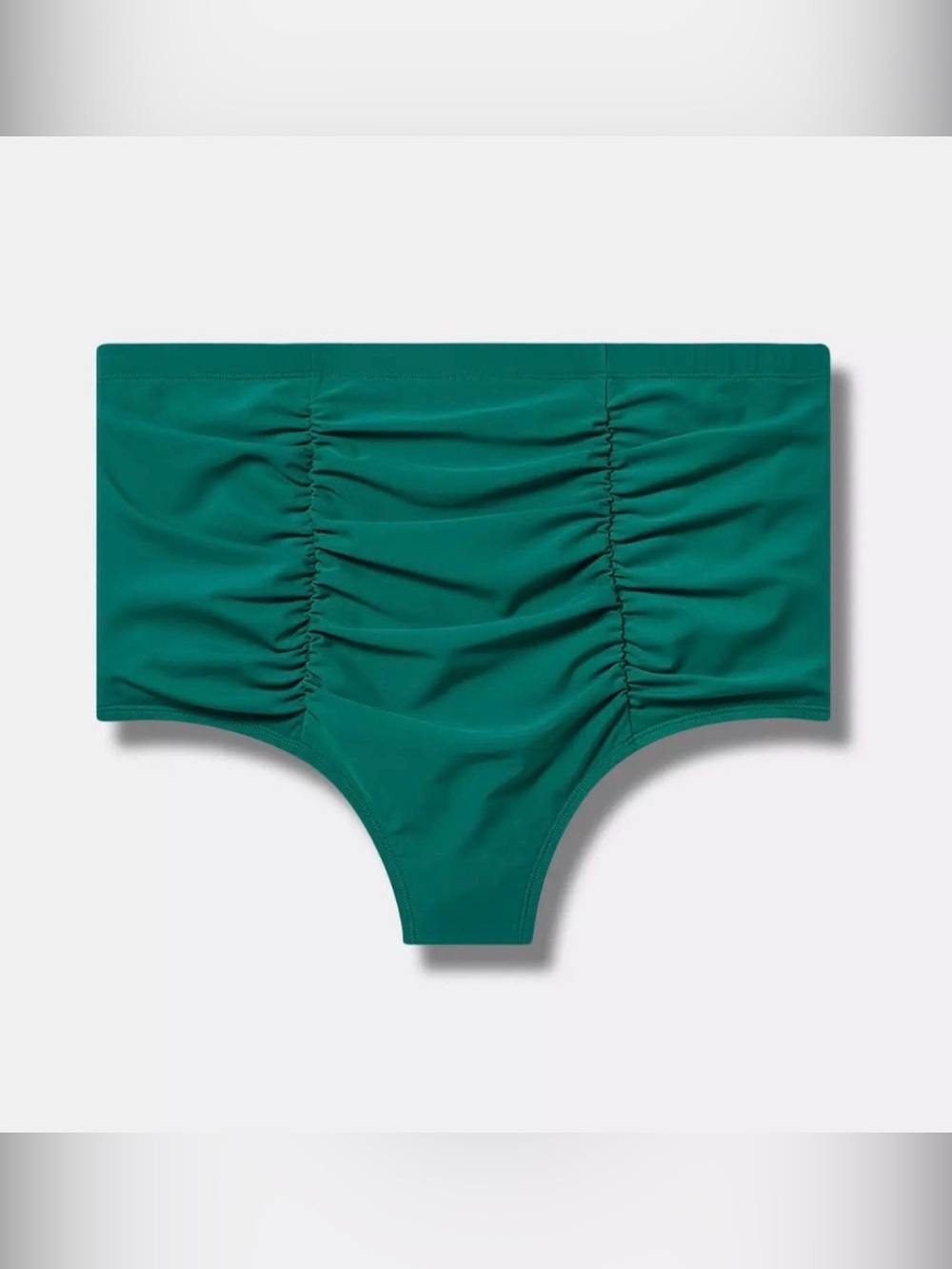 Torrid High-Rise Ruched Adenturine Green Swim Bottoms Sz 1 (1x 14-16)